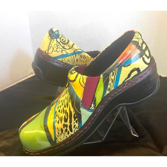 Klogs Naples Size 8 M Patent Leather Multi Color Floral Slip On Shoes Clogs - Picture 7 of 11